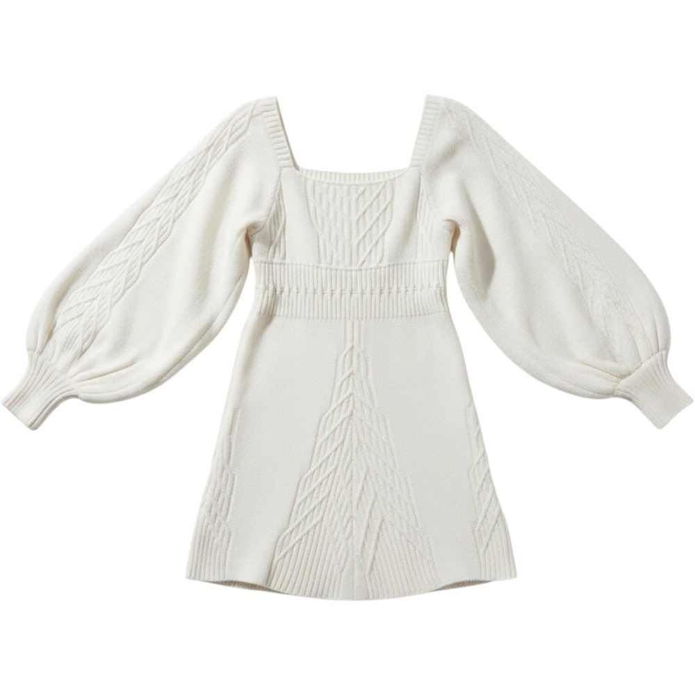 Free People Emmaline Knit‎ Sweater Mini Dress L  Cable Knit Cutout Back Coquette